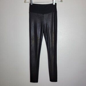 Spanx Assets Faux Leather Front Leggings Size Small Subtle Gold Sheen